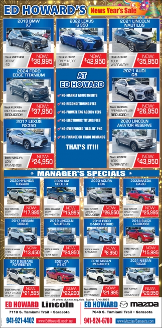 New Year's Sale, Ed Howard Lincon & Mazda, Sarasota, Fl